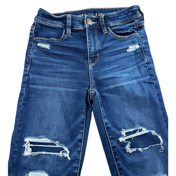 American Eagle AE Womens 2 Short Destroyed Distressed Hi-Rise Stretch Jegging - Picture 5 of 8